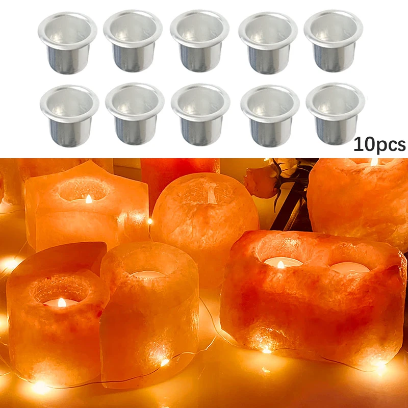 10Pcs Mini Round Candle Cup Silver DIY Candlestick Making Tray Holder Container Accessory Aluminium Home Party Decor Parts