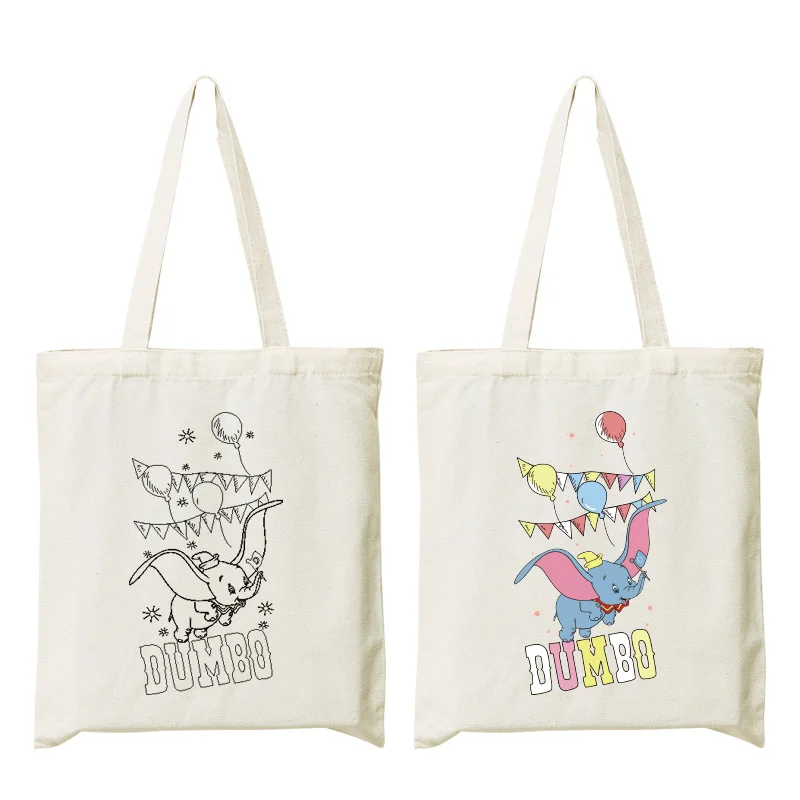 Fai da te dipinto a mano colorazione graffiti pittura cartone animato per bambini borsa tote in tela logo personalizzato borsa in cotone personalizzata