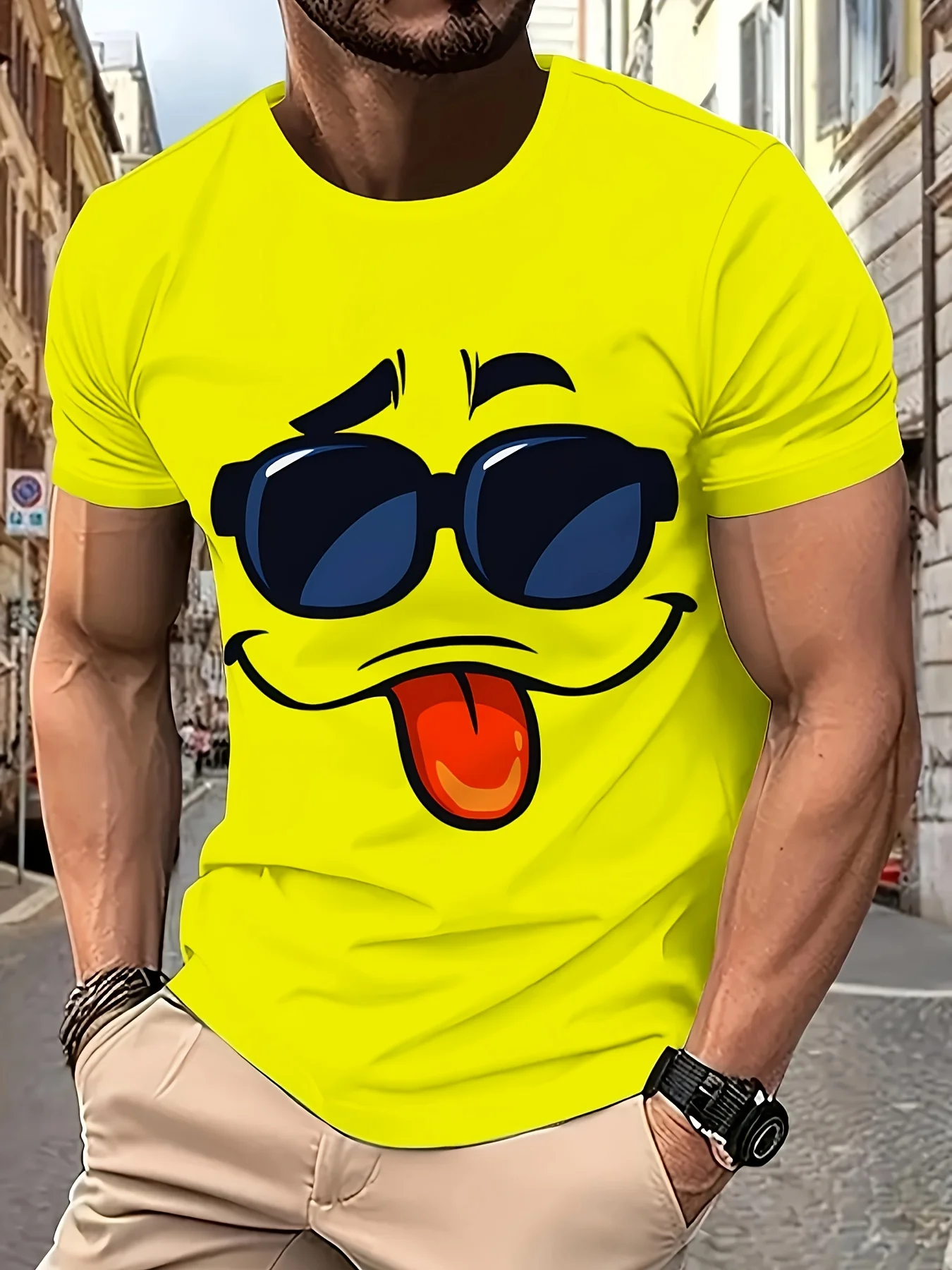 Funny 3D Expression Pattern Men's T Shirt Casual O-neck Loose Short Sleeve Tops Fashion Hip Hop y2k Clothes Summer Street Tees