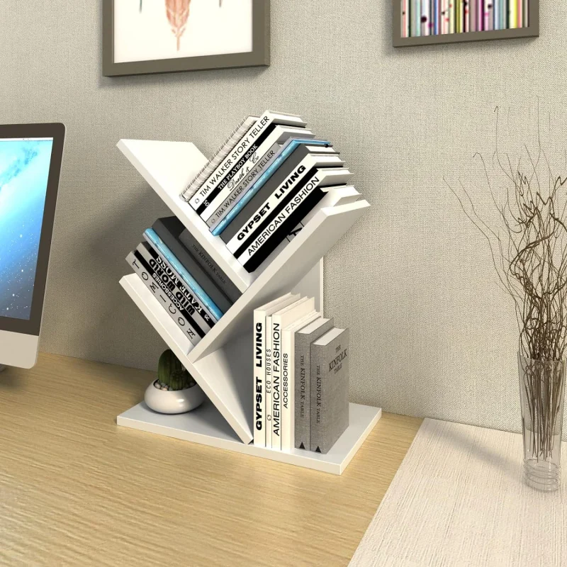 Estantería de árbol Godferyxin, estantes organizadores de almacenamiento de libros de 3 niveles, estantería de pie, estante de almacenamiento de madera para