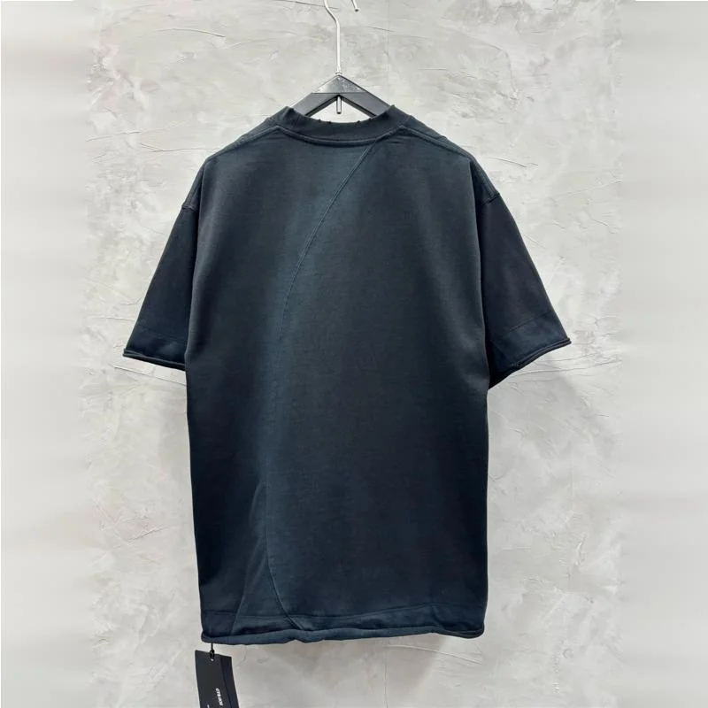 HKSH Spring Summer New Men Tide Dark Washed Dirty-Dye Patchwork Short-Sleeve T-shirt Unique Trend Loose Ins Tees Vintage HK22086