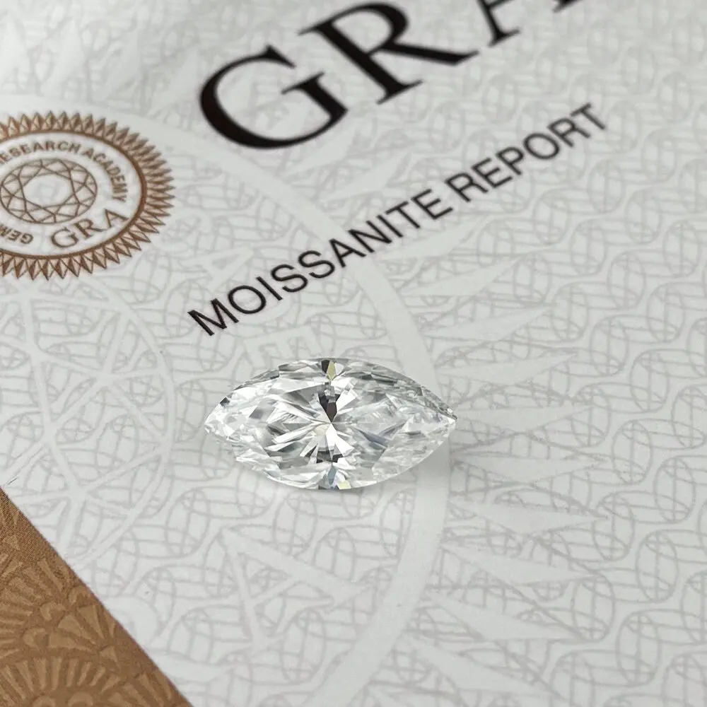 White D Color Moissanite Stone with GRA  Report Excellent Marquise Cut synthetic Gemstone for Women Jewelry Ring Necklace Making