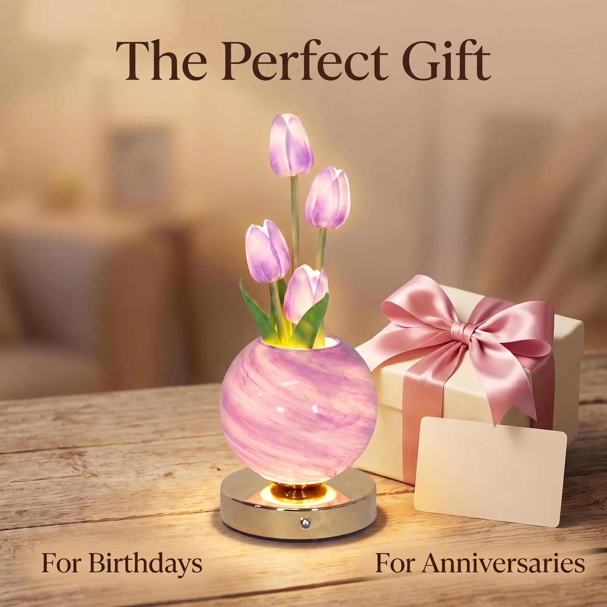 Image of Tulpe LED Nachtlicht USB Aufladbare Schreibtisch Dekor Lampe Simulation Bouquet Tisch Lampe Schlafzimmer Nacht Atmosphäre Licht Ornamente