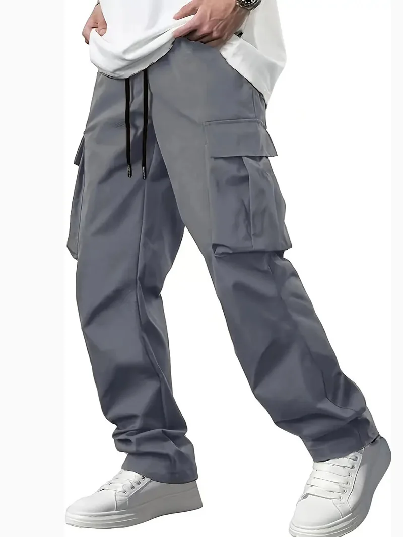 Herren Saisonale Weite Arbeitshose mit Langem Bund und Mehreren Taschen, Einfarbige Hose, Lässige Outdoor-Sport- und Urlaubsgeschenke – Detail 7