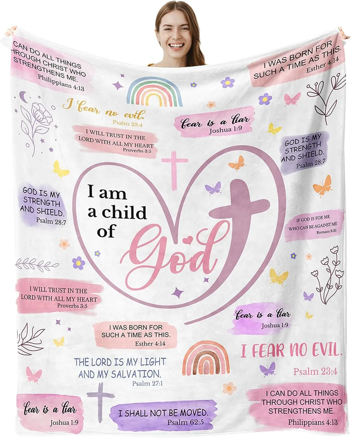 Christian Gifts for Women, Baptism Gifts for Girls, I Am a Child of God Blanket, Christening Gifts for Girls, Inspirational