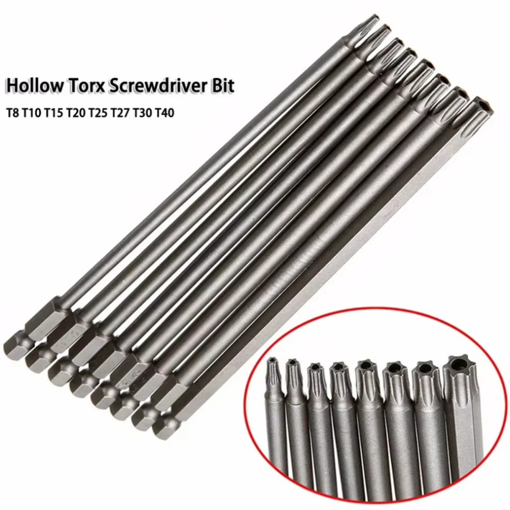 Tournevis Torx à tige hexagonale de 1/4 pouces, tête de forage à vent de 150mm 200mm, clé à vis étoile magnétique T8 T10 T15 T20 T25 T27 T30 T40 8 pièces