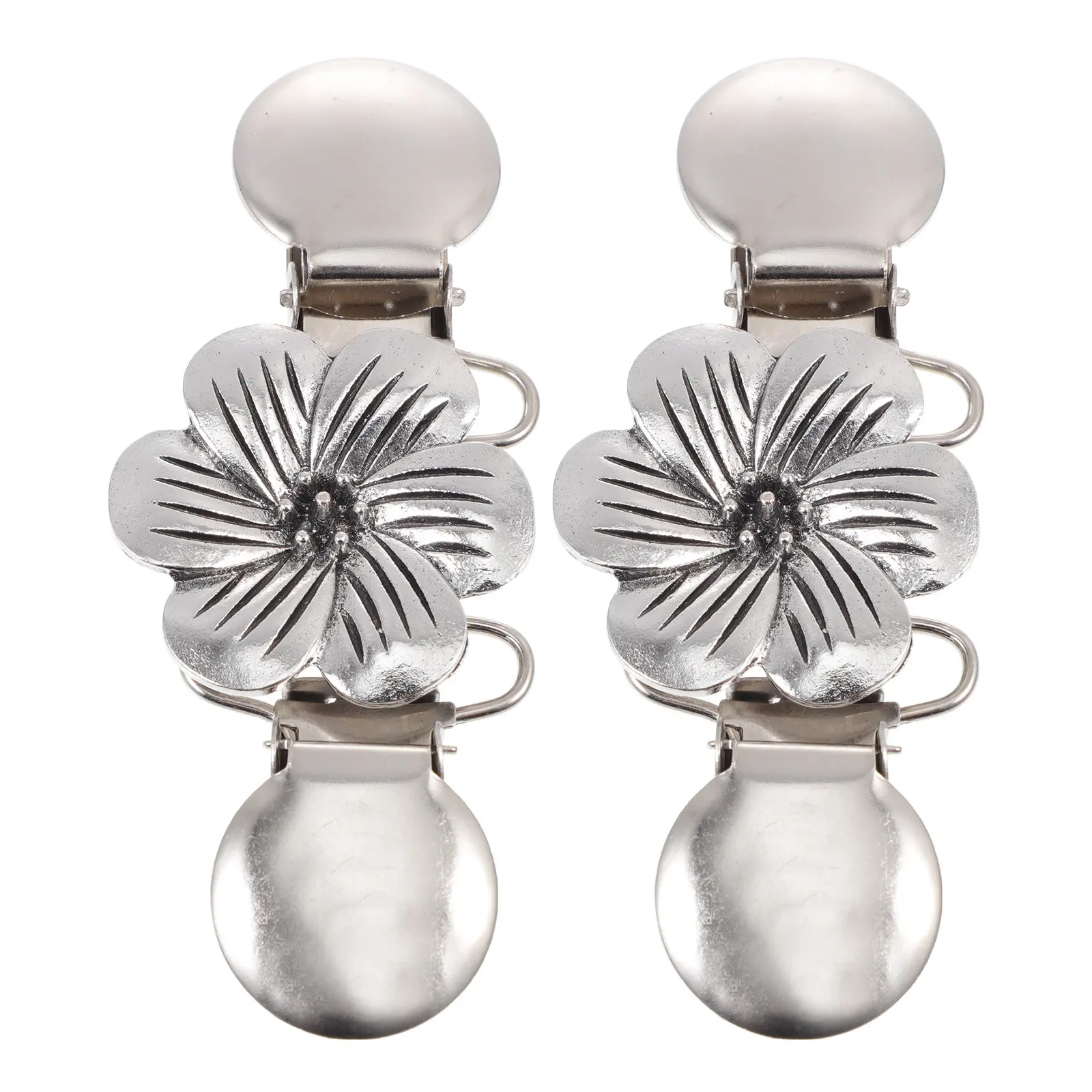 

2Pcs Retro Flower Sweater Clips Alloy Collar Clasps Prevent Peeping Add Elegance to Shawls Cardigans Dresses Vintage Clothing