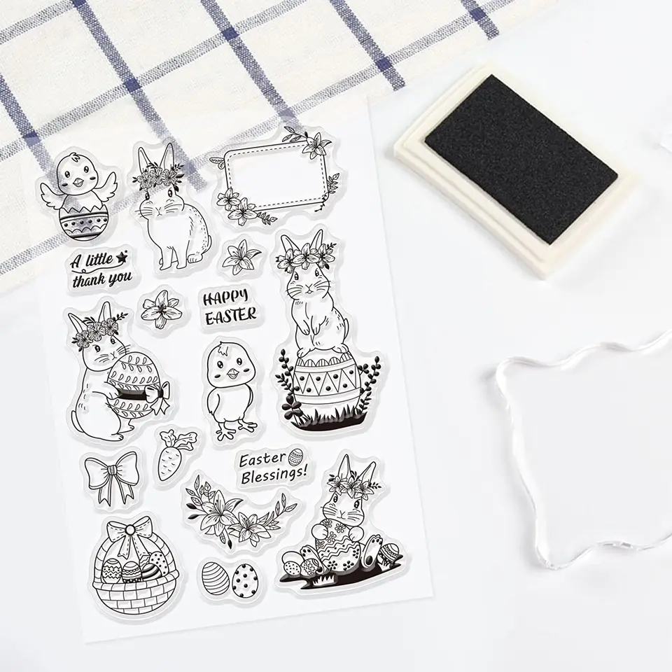 Lot de 6 tampons en silicone pour Pâques - Transparent - Lapin - Œufs de Pâques - Tampon en silicone - Printemps - Bricolage, bullet journal, scrapbooking, album photo - Kit Lot de 6 tampons en silicone pour Pâques - Transparent - Lapin - Œufs de Pâques - Tampon en silicone - Printemps - Bricolage, bullet journal, scrapbooking, album photo - Kit