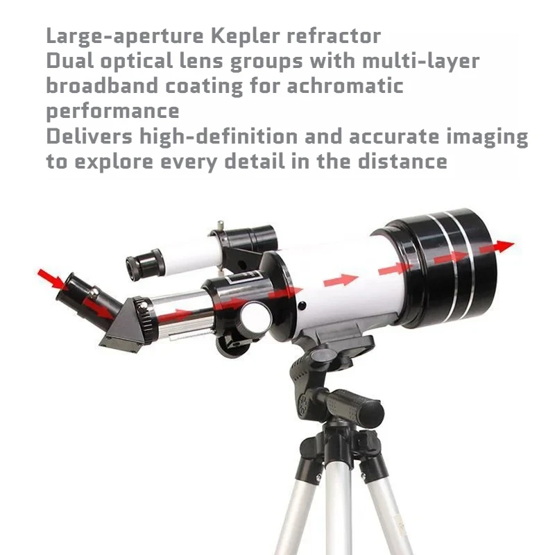 Télescope astronomique à objectif large de 70 mm, lunette HD Hig hstar, double usage pour l'observation des oiseaux et l'observation terrestre