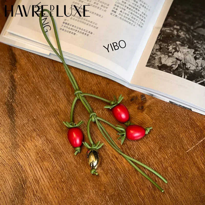 

Подвеска для сумки из воловьей кожи, изысканный кулон в виде томатной нити, женский универсальный милый рюкзак с подвеской, аксессуары для сумки