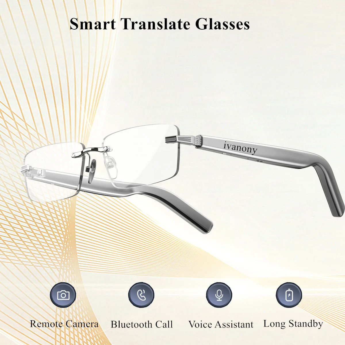 

Smart Glasses Wireless Bluetooth Call Voice Assistant Play Music Translate Language Navigation AI Smart Translate Glasses 2025