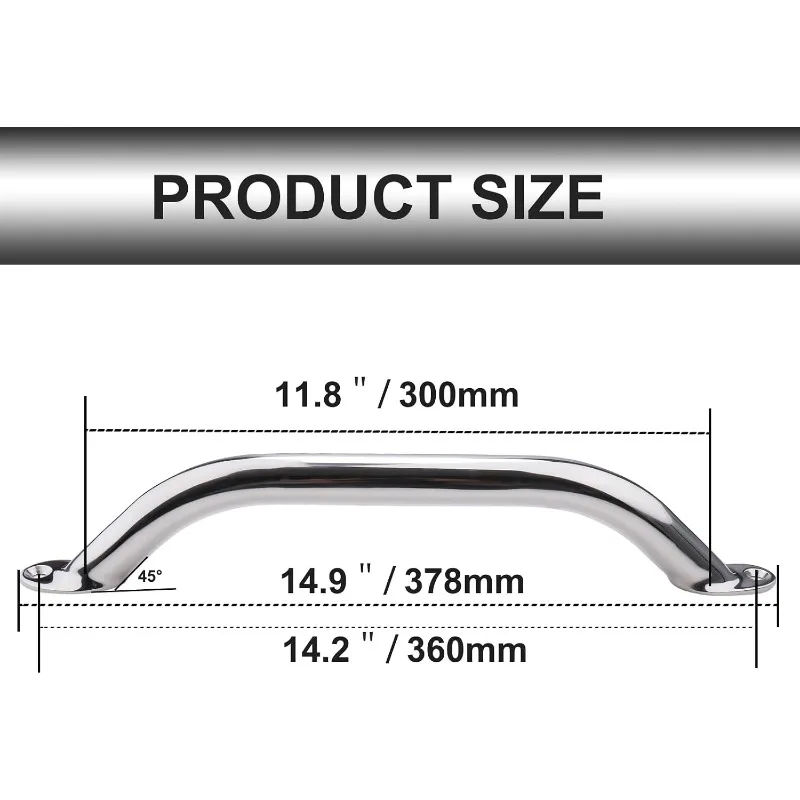 304 Stainless Steel Marine Boat Grab Handle 9 Inch 12 Inch Handrail 1