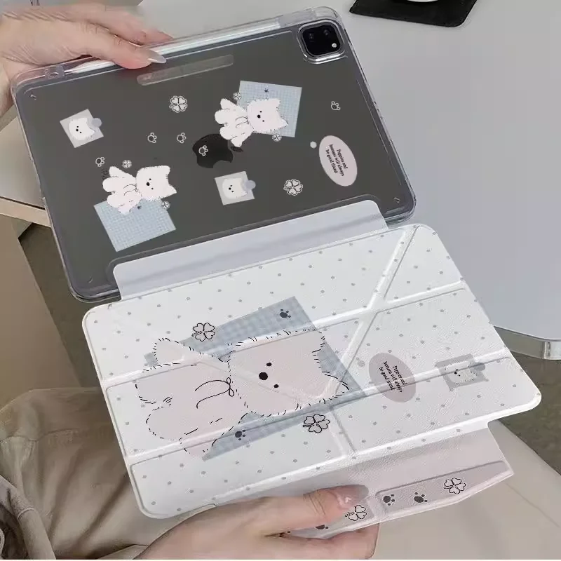 

Чехол Ins Kawaii Puppy Polka Dot Table Case для iPad Pro 11 12.9 13 M2 M3 M4 M5, 8.3 9.7 10.2 5/6/7/8/9/10/11-го поколения, Air 3 4 5 6