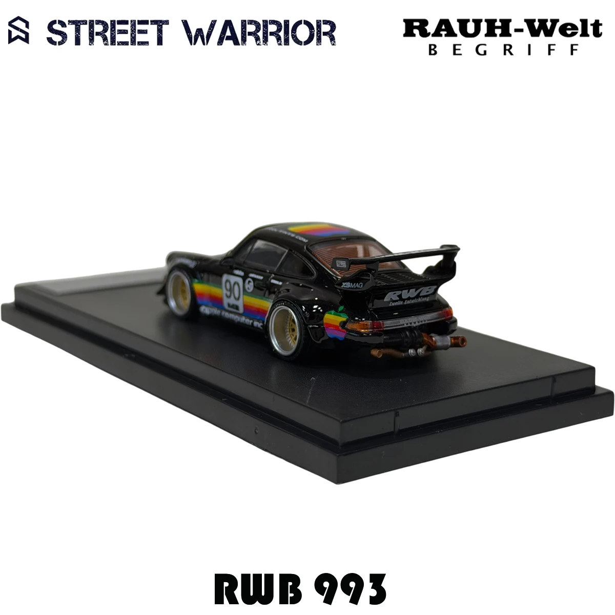 SW 재고 있음 1:64 RWB 993 블랙 애플 다이캐스트 디오라마 자동차 모델 컬렉션 스트리트 워리어 썸네일 3