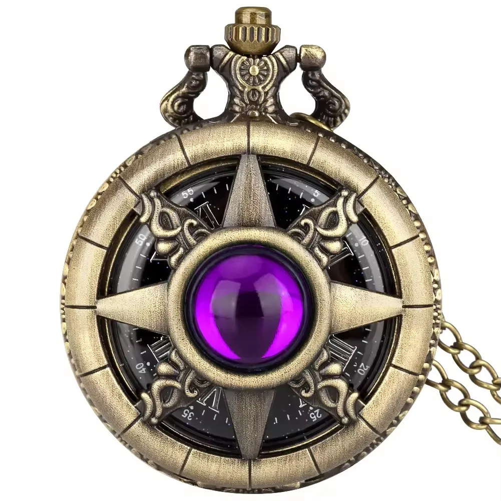 아스트로라베 레트로 포켓 체인 시계 선물, 청동 금속 로마 숫자, 폼 체인 목걸이 펜던트 포켓 시계