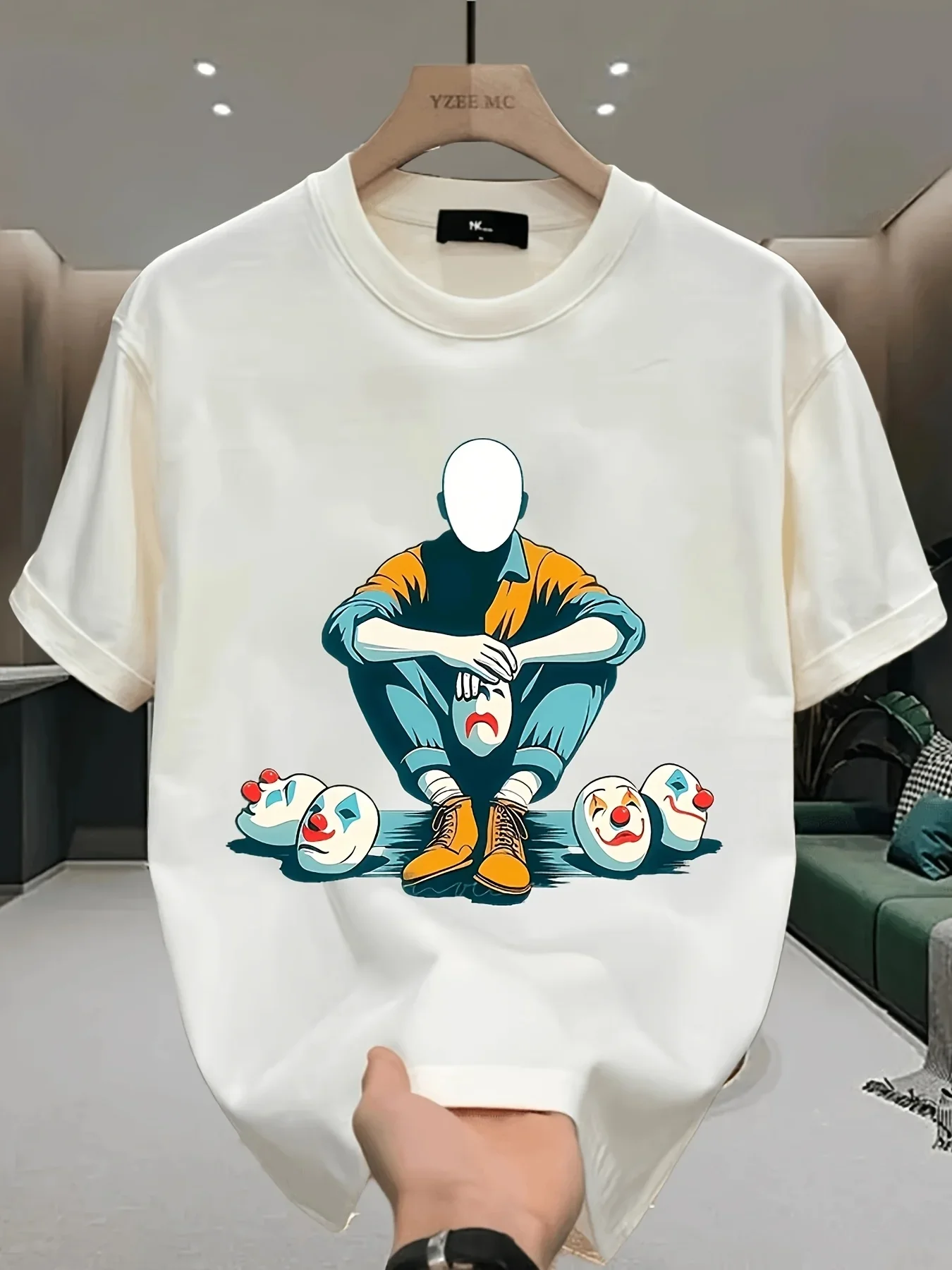 Men's Joker Clown Graphic Tee Streetwear Cotton Casual Short Sleeve Tops