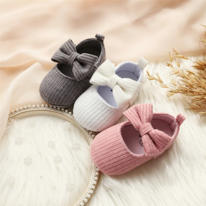 Chaussures en laine à l'offre elles souples pour bébé fille de 0 à 1 an, princesse, confortable, nœud, mignonnes