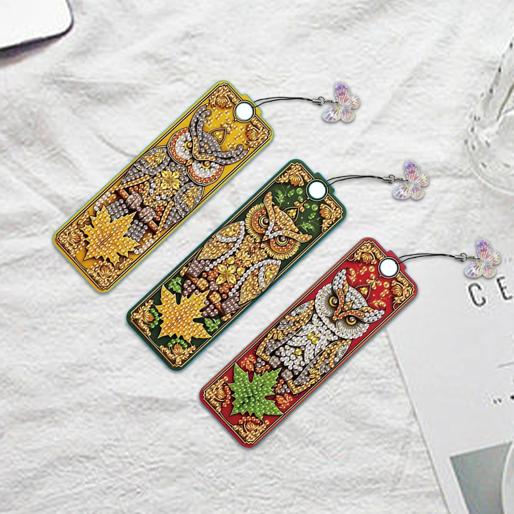 3 ชิ้นรูปร่างพิเศษดอกไม้เพชรบุ๊คมาร์คโครงการศิลปะ 5D DIY เพชรภาพวาดบุ๊คมาร์ค DIY บุ๊คมาร์คเพชรจิตรกรรมชุด