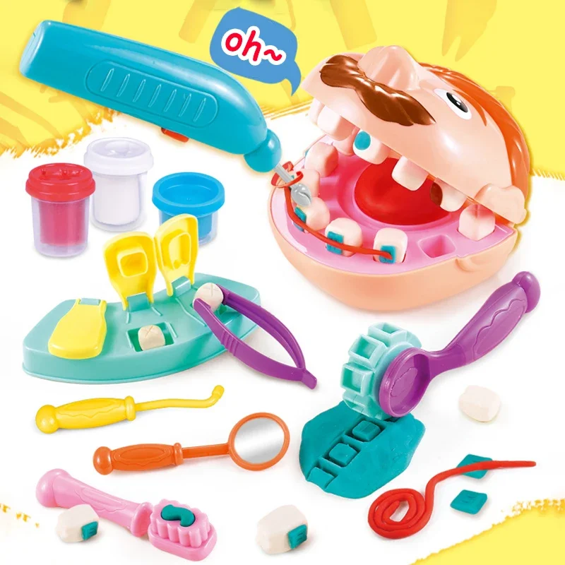Child Dentist Check Teeth Model Doctor Toys Set Doctor Pretend Play Kit Set Games For Girls Boys Educational Toy Gift