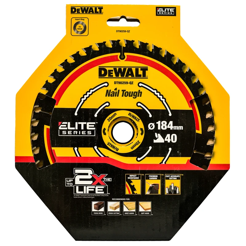 DEWALT DT90259 2X Life Circular Saw Blade 184MM*40T Teeth Multipurpose Woodworking Cutting Disc Tool Parts Attachments