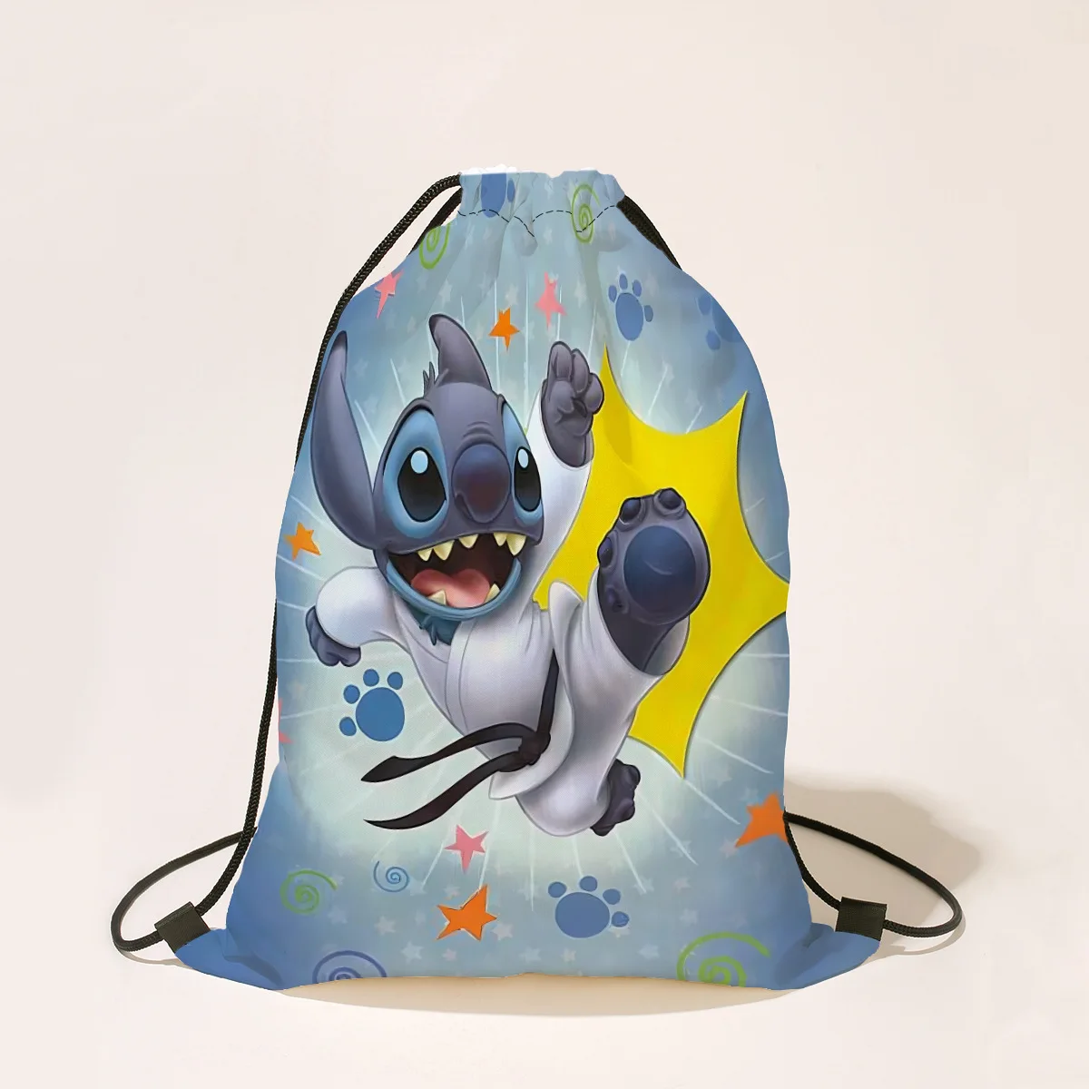 Disney Stitch Drawstring Bag Cute Anime Stitch Cartoon Printed Backpacks for Boys Girls Student High-capacity Backpack Kids Gift