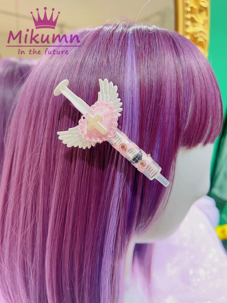 Mikumn Handmade Bat Wing Hair Clip/ Plush Star Angel Wing Hairpin/ Syringe Hair Clip For Women Girls Lolita Cosplay Headwear