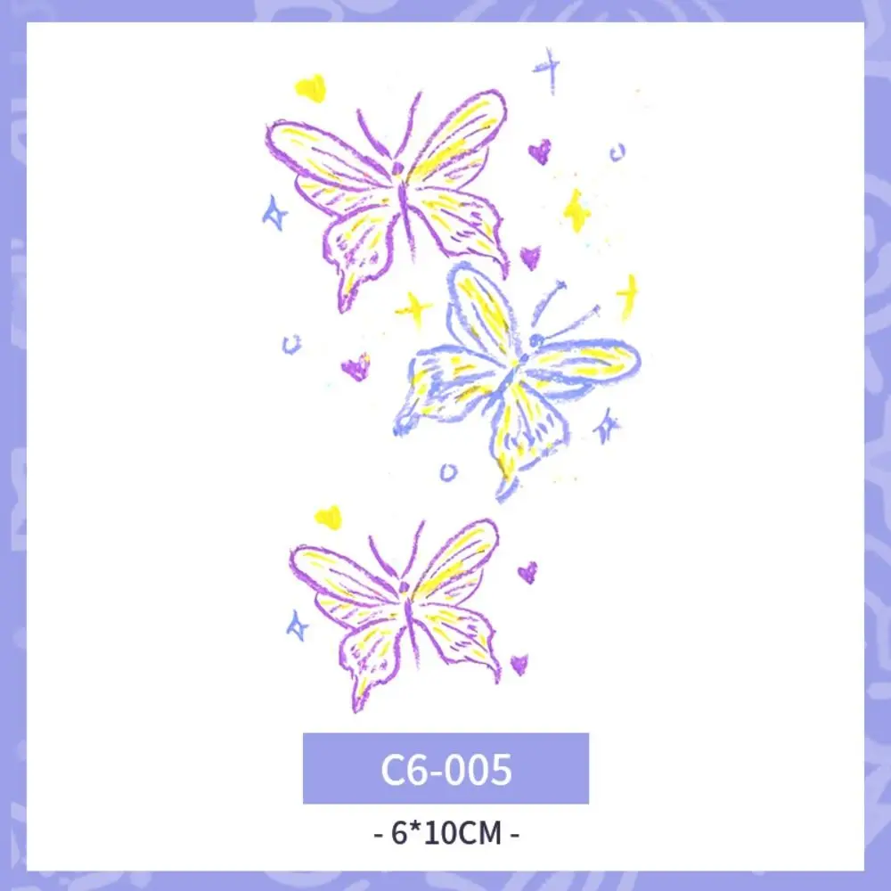 Kawaii Sweet Temporary Tattoo Stickers Cloud Pink Body Art Sticker Butterfly INS Makeup Tattoo Decals Legs