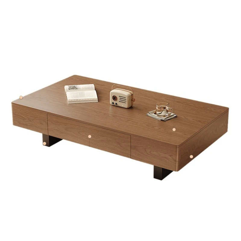 

Medieval style living room household small apartment walnut color coffee table Italian minimalist rectangular coffee table table