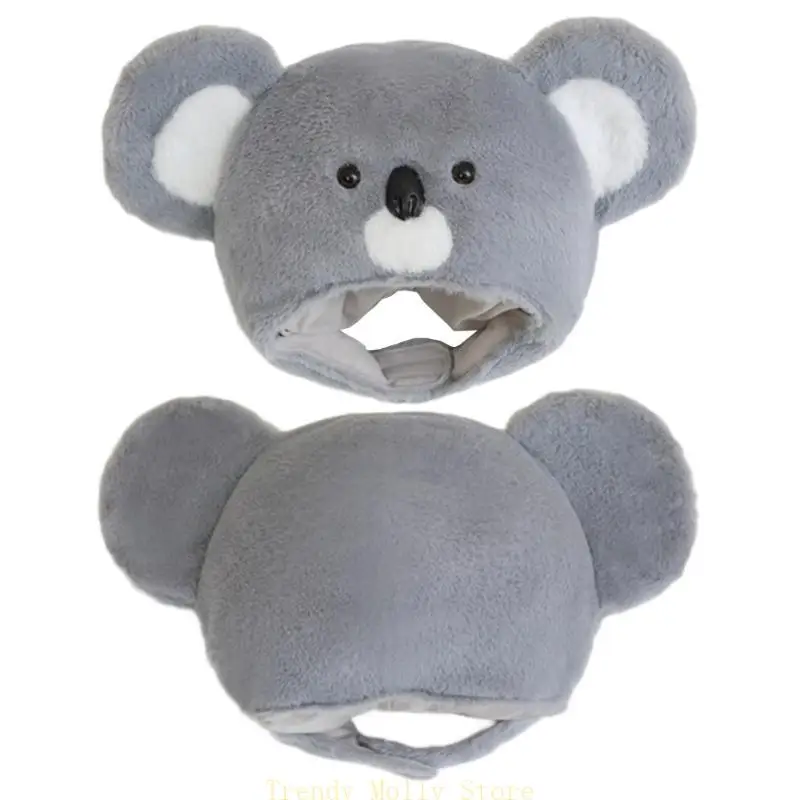 Halloween Koala Furry Hat Headgear Plush Head Cover for Masquerades Halloween Plush Cartoon Hat Headgear - Image 2