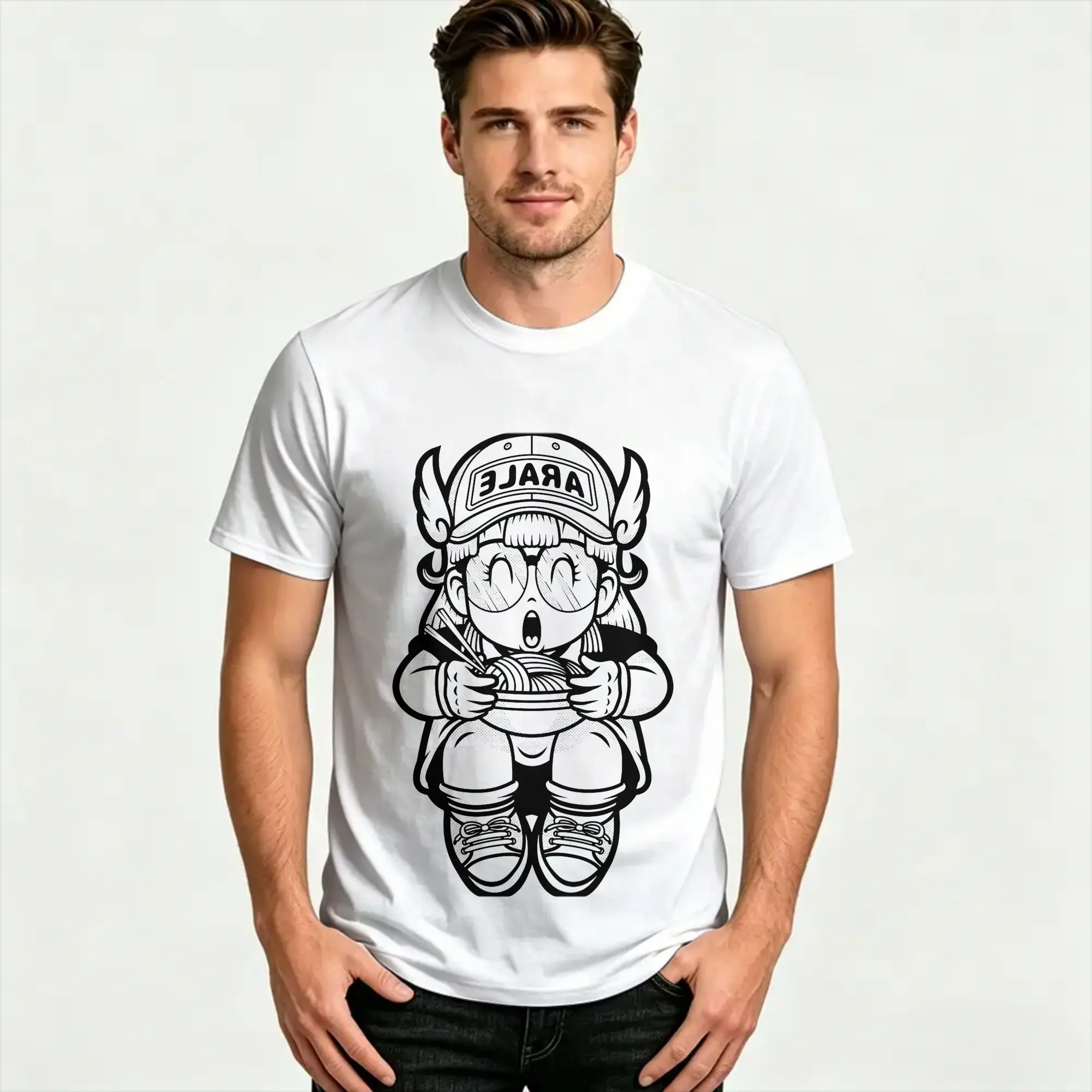 Anime Arale Dr Slump  T Shirts for Men Women Pure Cotton Vintage T-Shirts Crewneck  Tees Short Sleeve Clothes 4XL 5XL 6XL