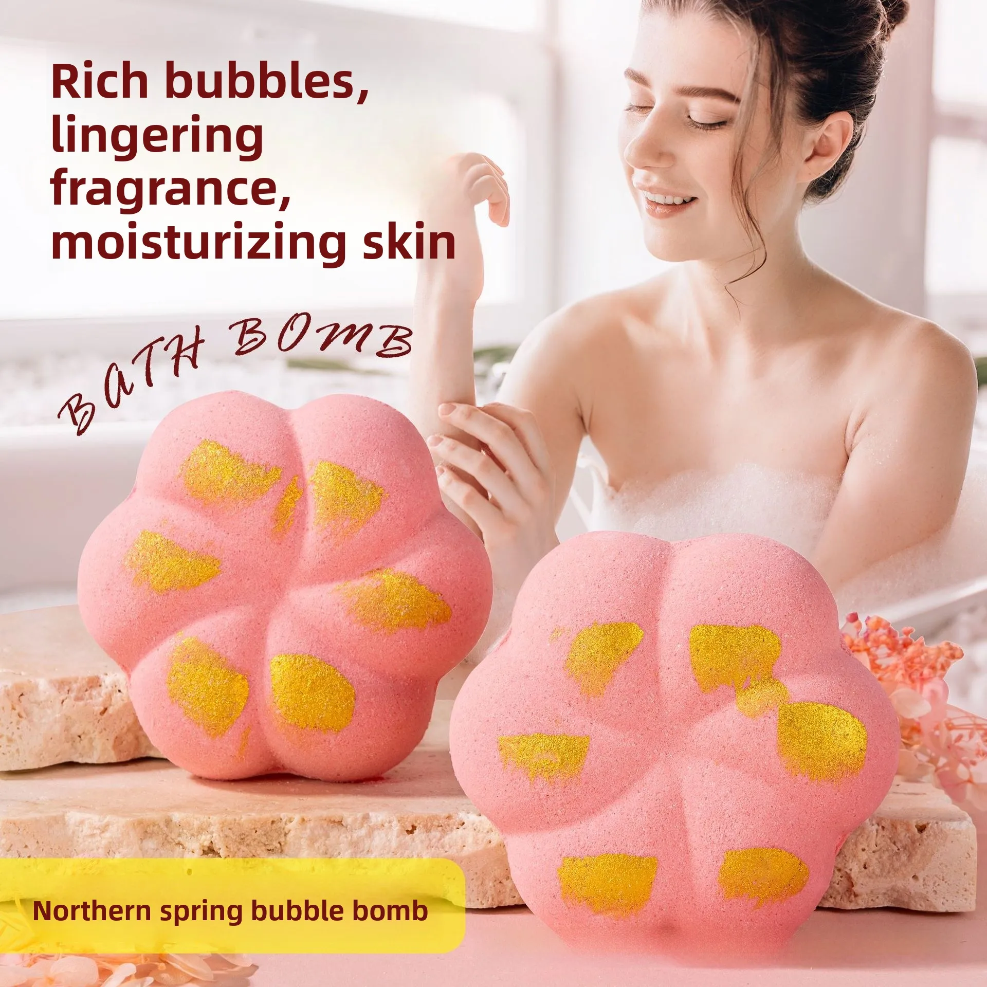 

Rose Scented Bath Salt Ball 05g Heart aped Bubble Bath Ball Aromatic ential Oil Petal Bath Ball for Personal Hygiene