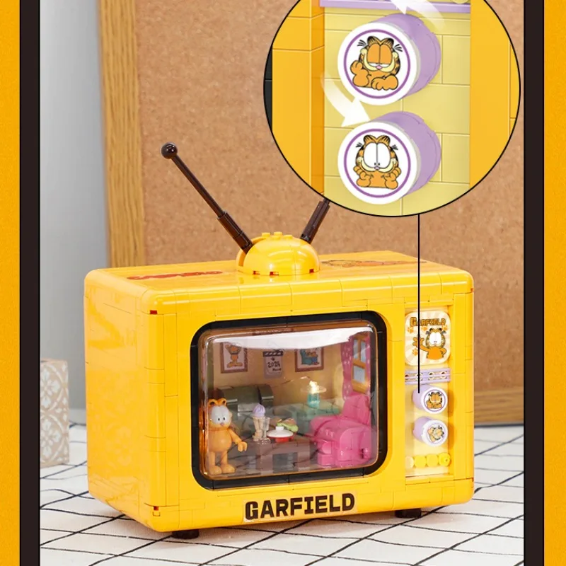 Balody-Garfield Cat Mini Building Blocks, modelo de coche abierto, MOC TV House, figura de ladrillo, juguetes para regalo de Navidad