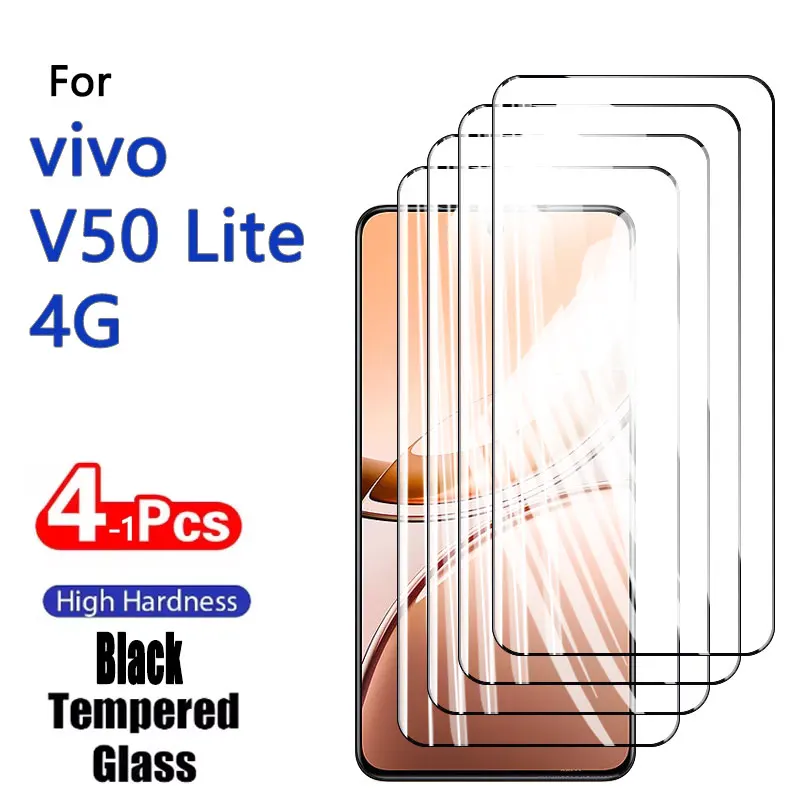 1-4 قطعة واقيات الشاشة لـ Vivo V50 Lite 4G 6.77 "الزجاج المقسى والكريستال عالي الألومنيوم المضادة للخدش حافظة بصمة صديقة