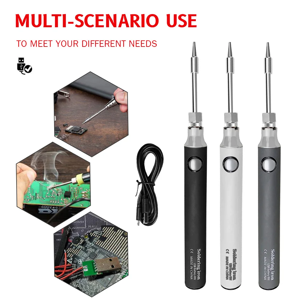 Saldatore per batteria al litio wireless USB da 8 W Penna per saldatura portatile da 5 V Ricaricabile Controllo della temperatura Attrezzatura per