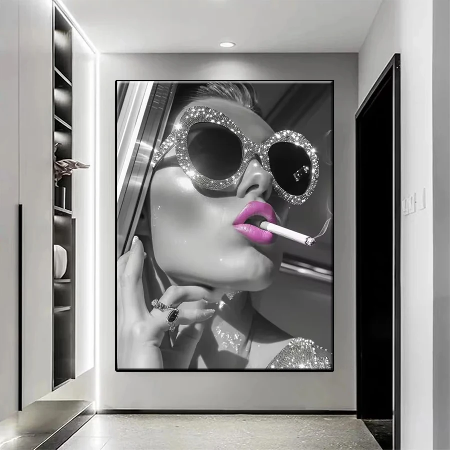 Diamond Painting Kit New Modern Art Fashion Sunglasses Smoking Women 5d Diamond Embroidery Full Drill Mosaic Decoration