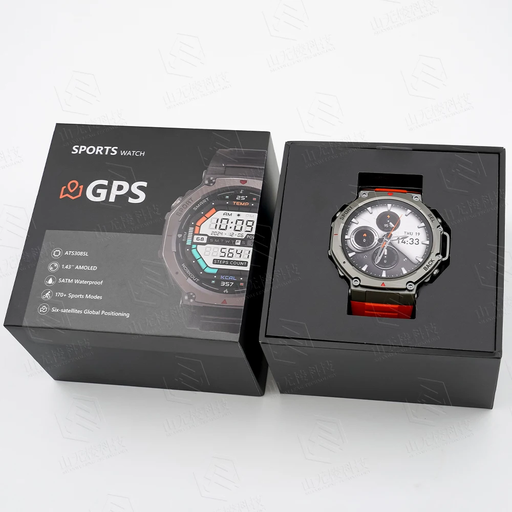 2025 GPSアウトドアスポーツスマートウォッチ 心拍数 血中酸素 BT通話 1.43インチ AMOLEDスクリーン 5ATM防水 Relojスマートウォッチ DM58