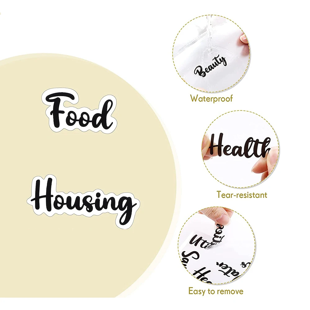 A6 Pockets Zipper Folders with Cash Labels Stickers Budget Envelopes Labels for Budget Finance Planners