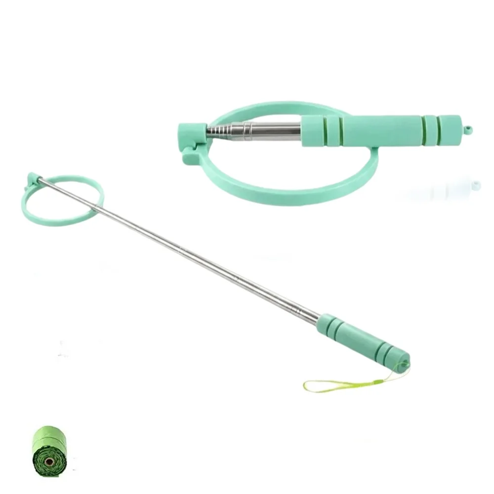 Retractable Dog Poop Scooper Non-Contact Long Handle Pet Waste Cleaner Scalable Foldable Dog Waste Picker Dog Walking