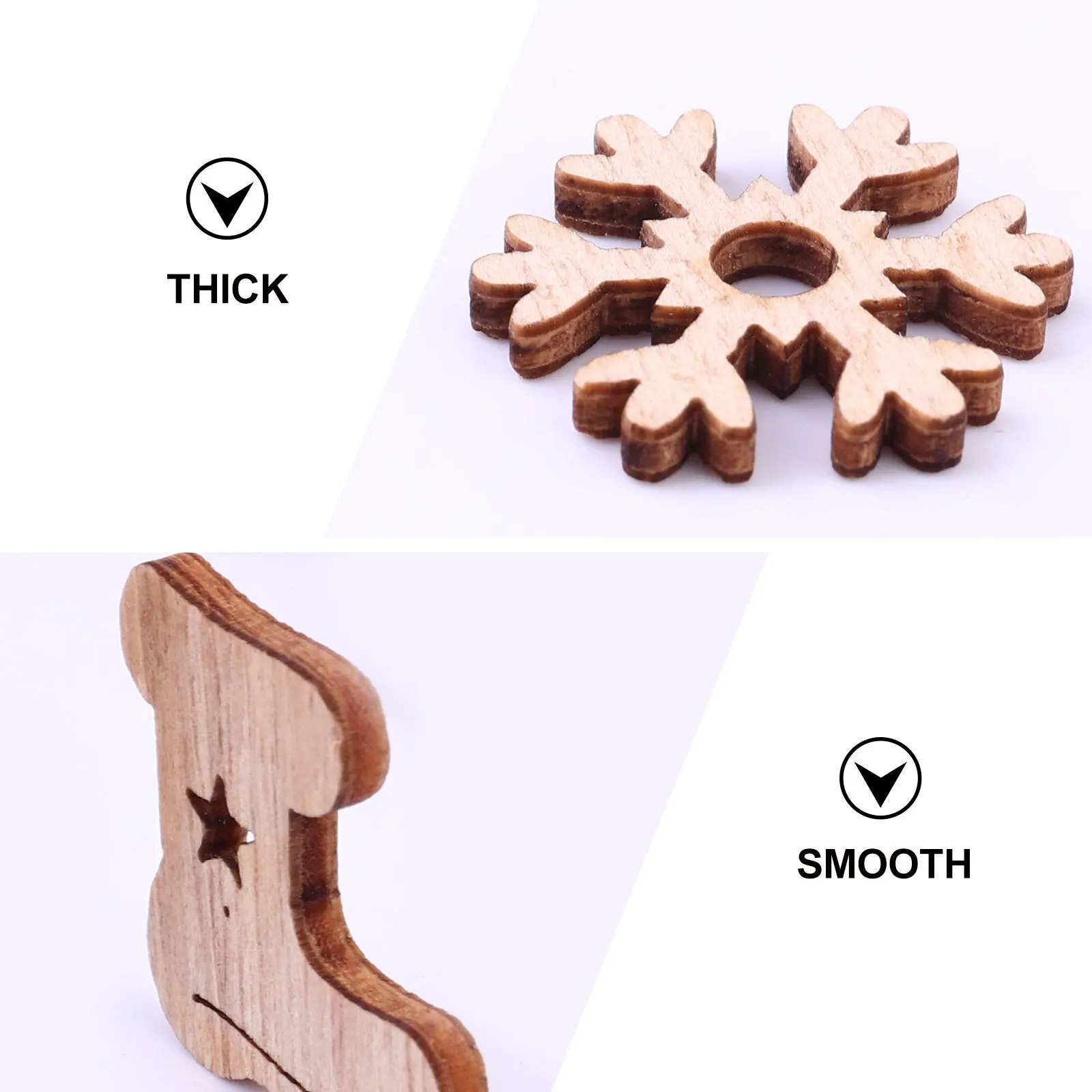 

100 pcs Wooden Laser Ornaments Christmas Tree Pendants Festive Crafted Art Ware Diy Decor Accessories Handicraft Sewing Supplies