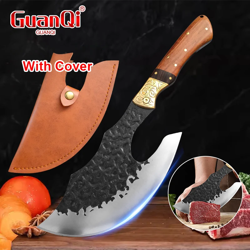 Heavy Duty Kitchen Butcher's Knife Professional Big Bone Chopping Axe Multi-function Wood Handle Meat Cleaver Chef Cooking Knife