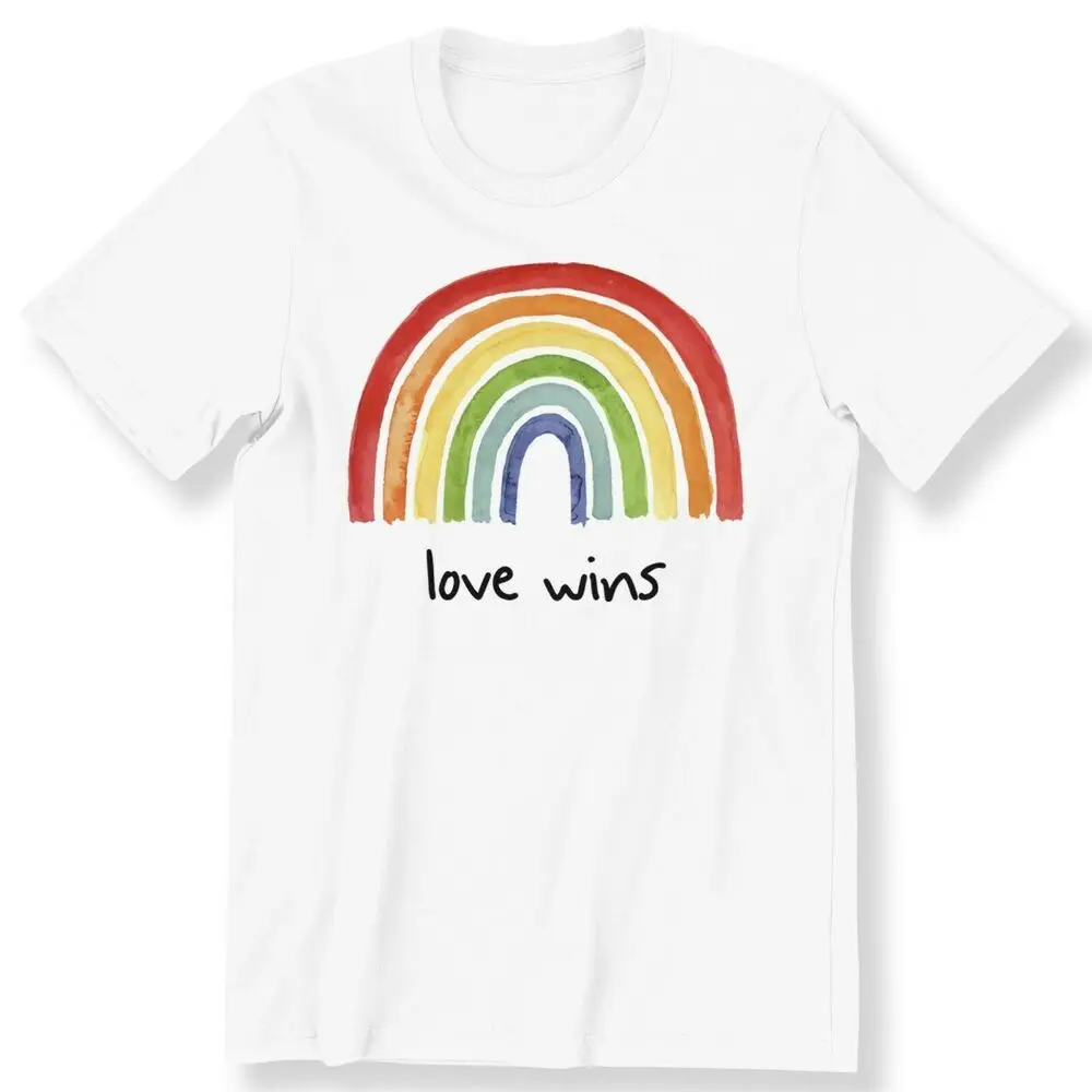 Love Wins Rainbow T-shirt Colourful Rainbow LGBT Print Men Women Kids T-shirtHigh Quality 100%Cotton Short Sleeve