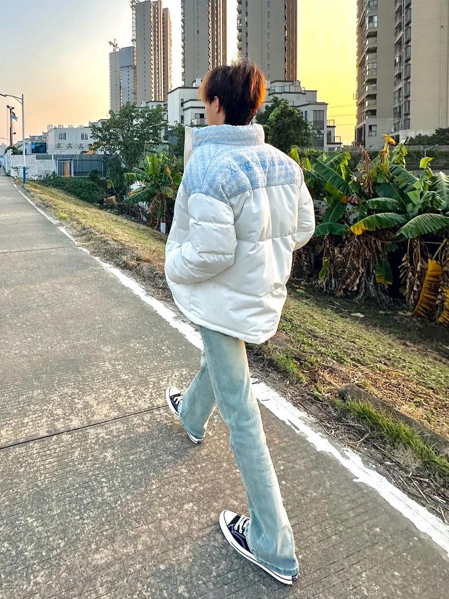 

Утепленная хлопковая куртка для мужчин: зимняя теплая куртка с воротником-стойкой, комбинированная, повседневная, базовая, модная, молодежная, популярная