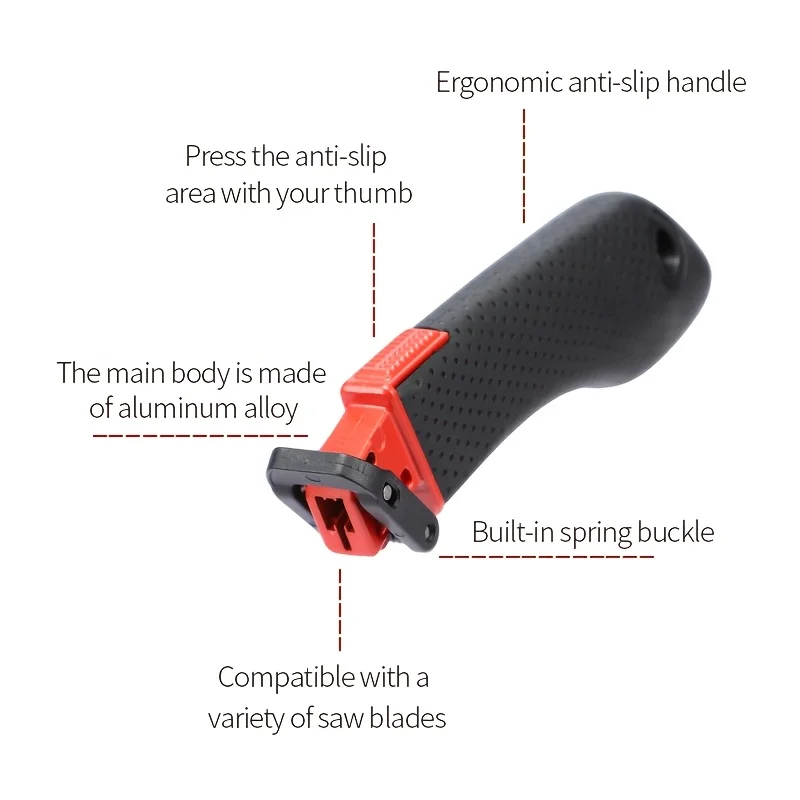 DGEV Reciprocating Saw Manual Handle Universal Interface Anti-Slip Comfort-Grip Handle Easy to Carry for Reciprocating Saw Blade
