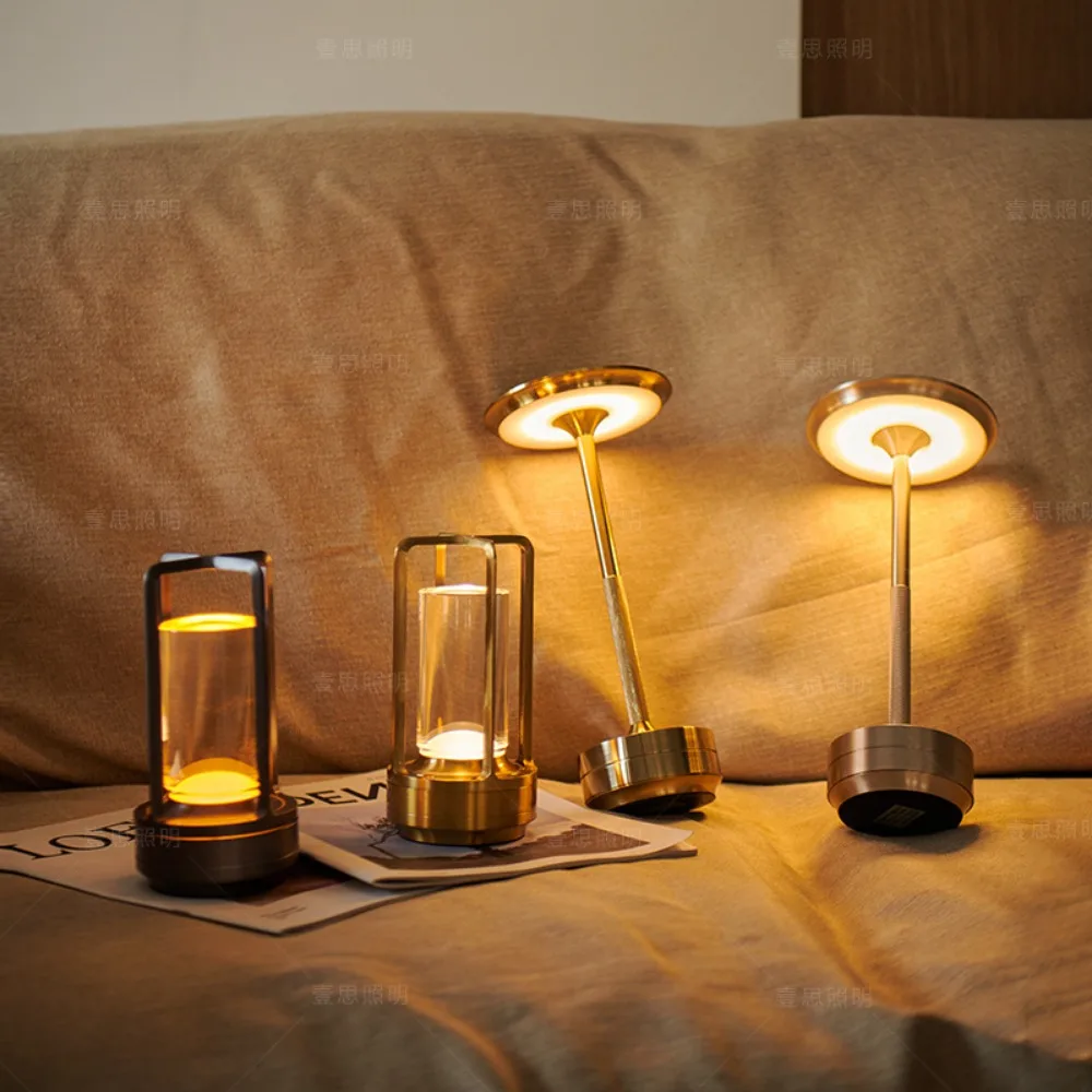 โคมไฟตั้งโต๊ะแบบสายชาร์จเจ็ดสีแบบรีโมทคอนโทรล RGB โคมไฟตั้งโต๊ะแบบญี่ปุ่น ambientec แบบสัมผัส USB Bar KTV