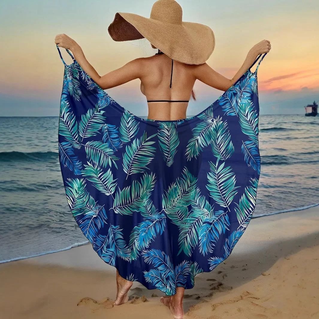 Copricostumi da spiaggia estivi Donne sexy Foglie Stampa Abito avvolgente Protezione solare Bikini Cover Up Sarongs Costume da bagno femminile Costumi da bagno