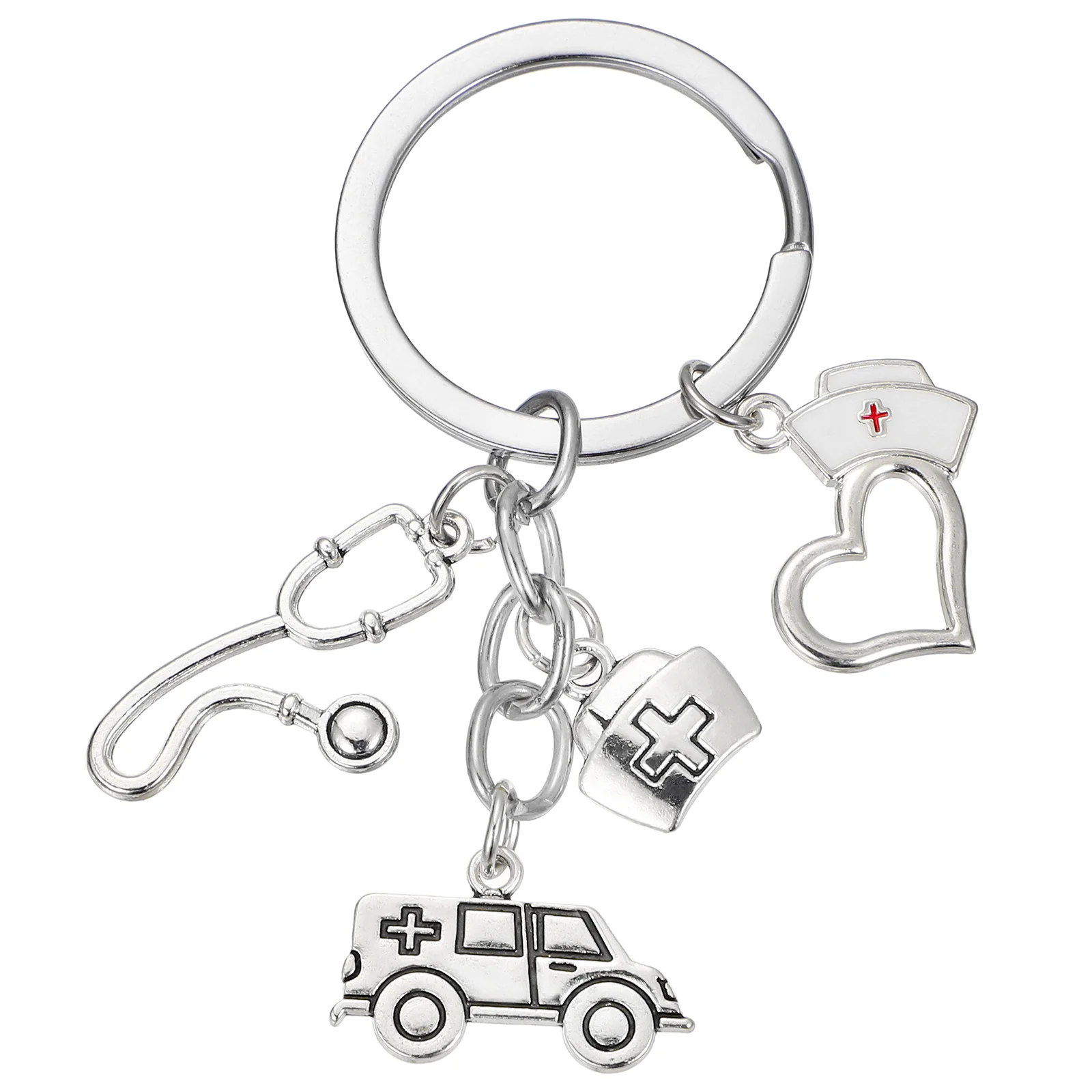 Medical Graduation Keychain Rings Alloy Holder Heart-shaped Hanging Keychains Nurse