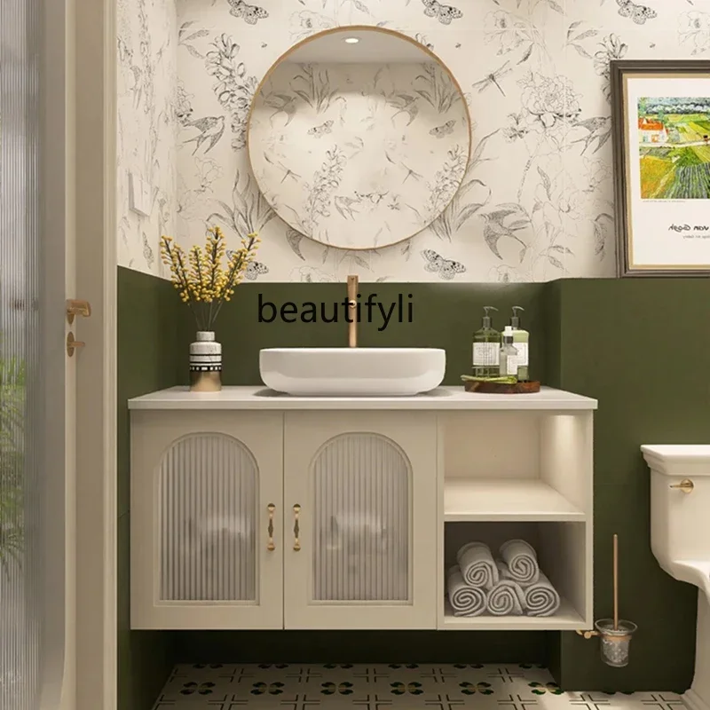 

Bathroom Cabinet Combination French Bathroom Counter Hand Washing Basin Cabinet Oak