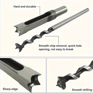Square Hole Mortising Chisel Drill Bit Set HSS Hollow Auger Bits Woodworking Tenon Drilling Tool