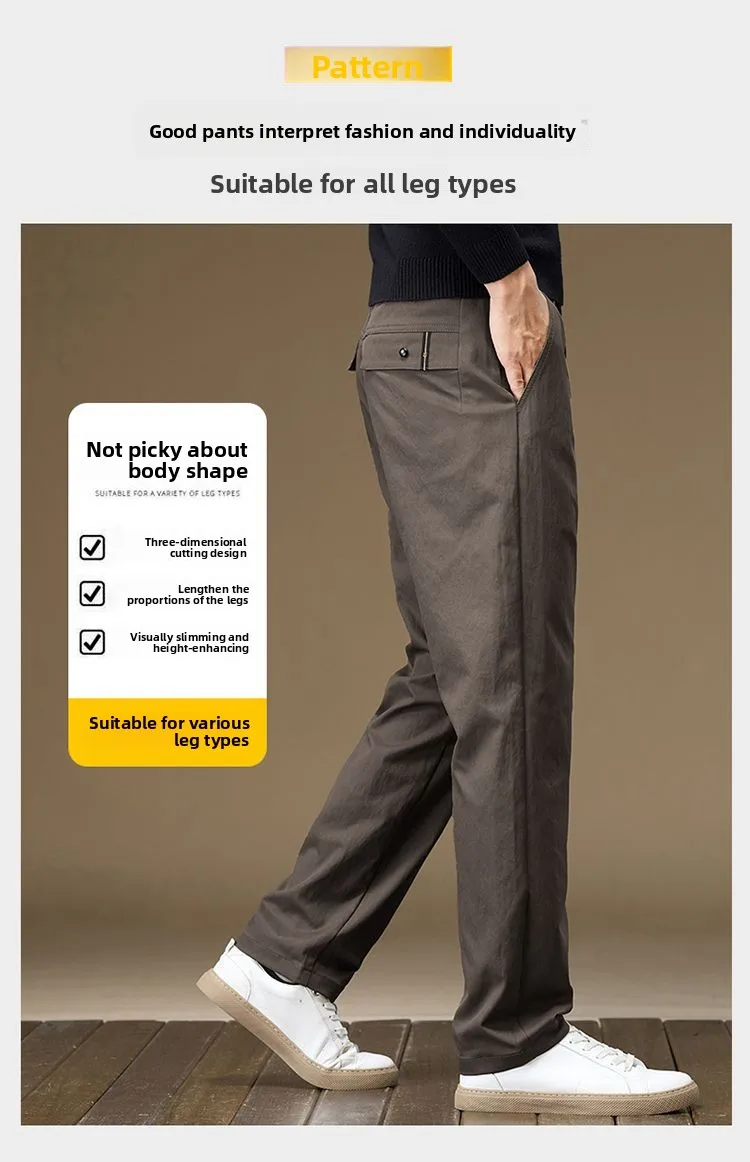 Herren Business-Hose, Gerade Passform, Baumwolle, Lässige Hose, Modische Herrenhose mit Elastischem Bund, Dehnbar, für Frühling und Herbst, Vielseitige Arbeitshose – Detail 4
