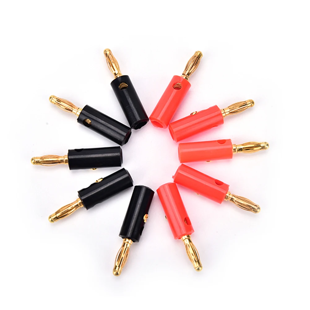 【10Pcs Audio Speaker Screw Banana Gold Plate Plugs Connectors 4mm】
